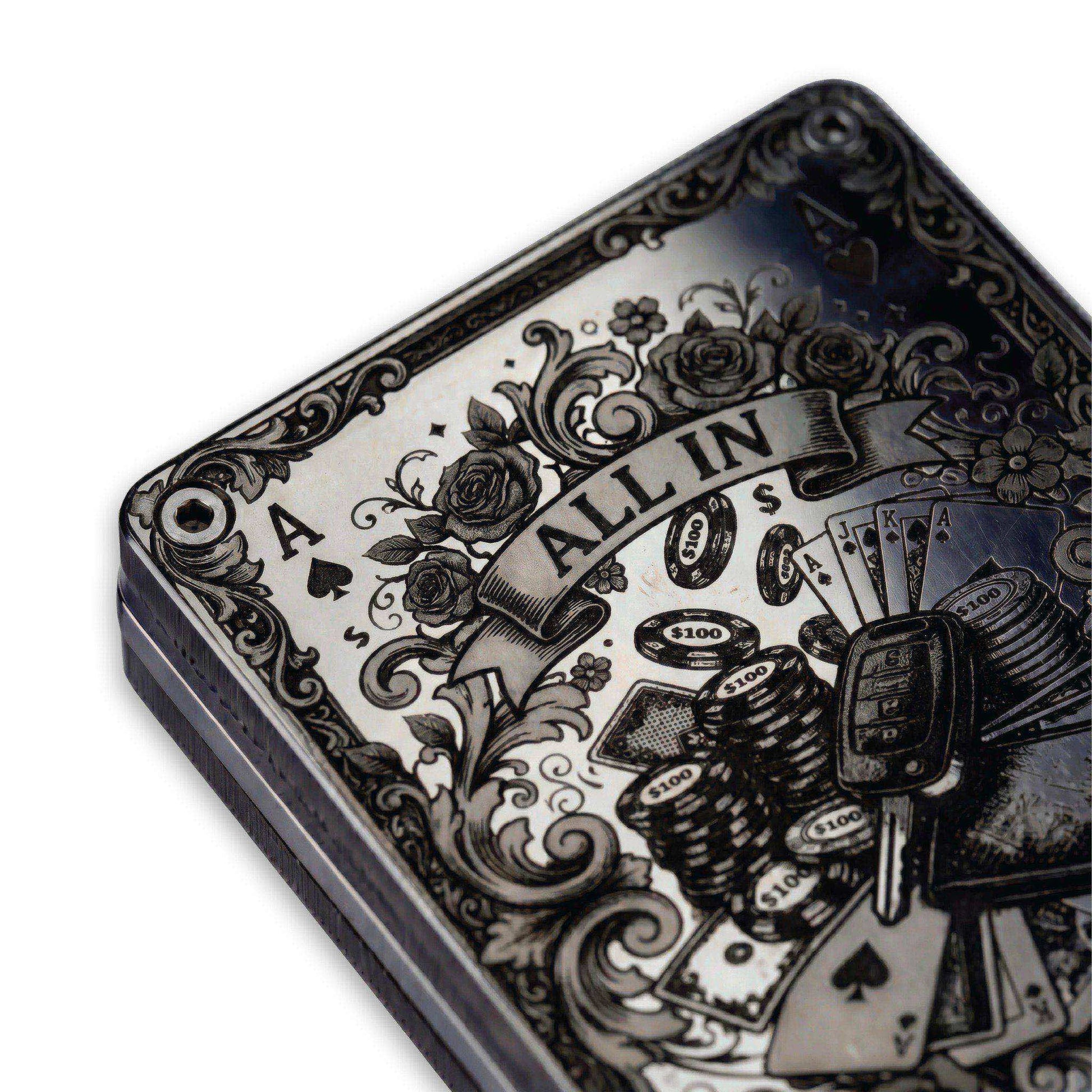 Moxxley MX-344 metal credit card holder – slim stainless steel wallet with money clip, playing-card design