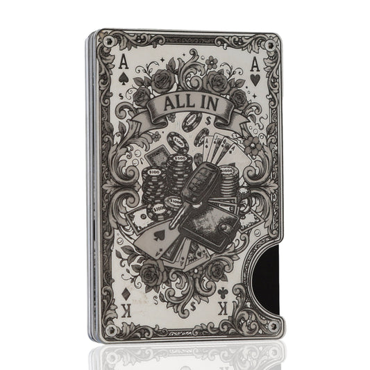 Moxxley MX-344 metal credit card holder – slim stainless steel wallet, playing-card design