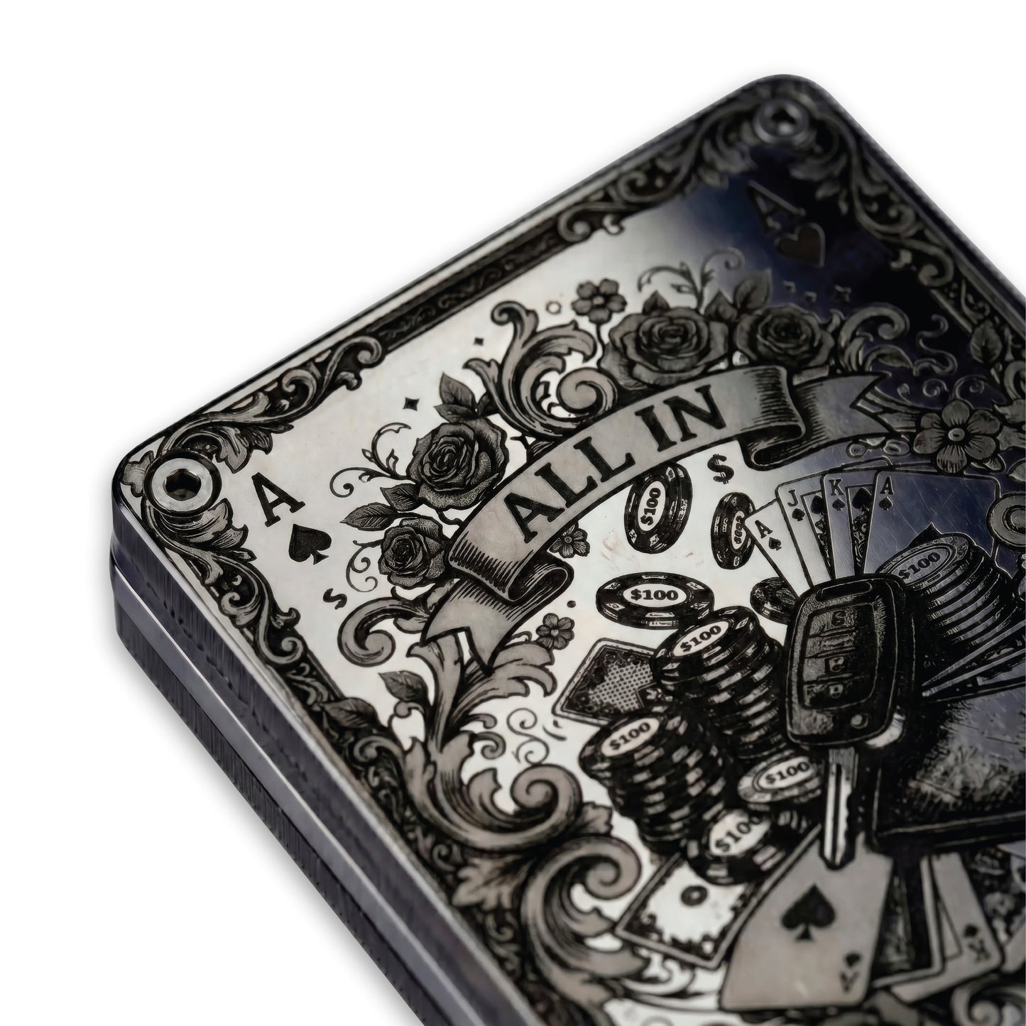 Moxxley MX-344 metal credit card holder – slim stainless steel wallet, playing-card design