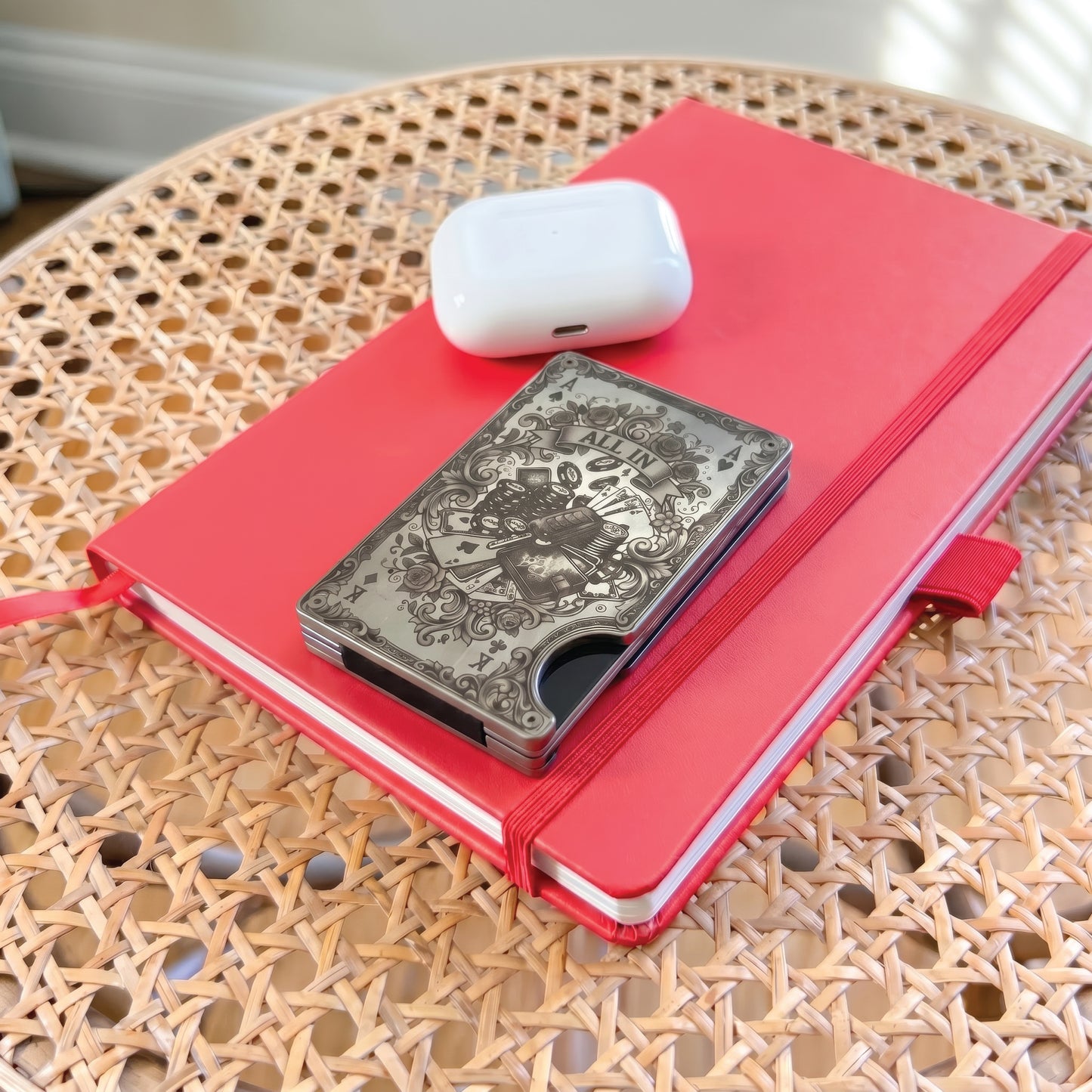 Moxxley MX-344 metal credit card holder – slim stainless steel wallet, playing-card design