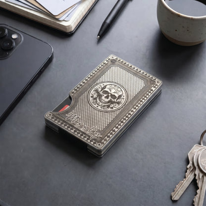 Moxxley MX-344 metal credit card holder – slim stainless steel wallet, playing-card design