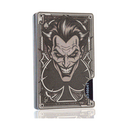 Moxxley MX-338 metal credit card holder – slim stainless steel wallet with money clip, playing-card design