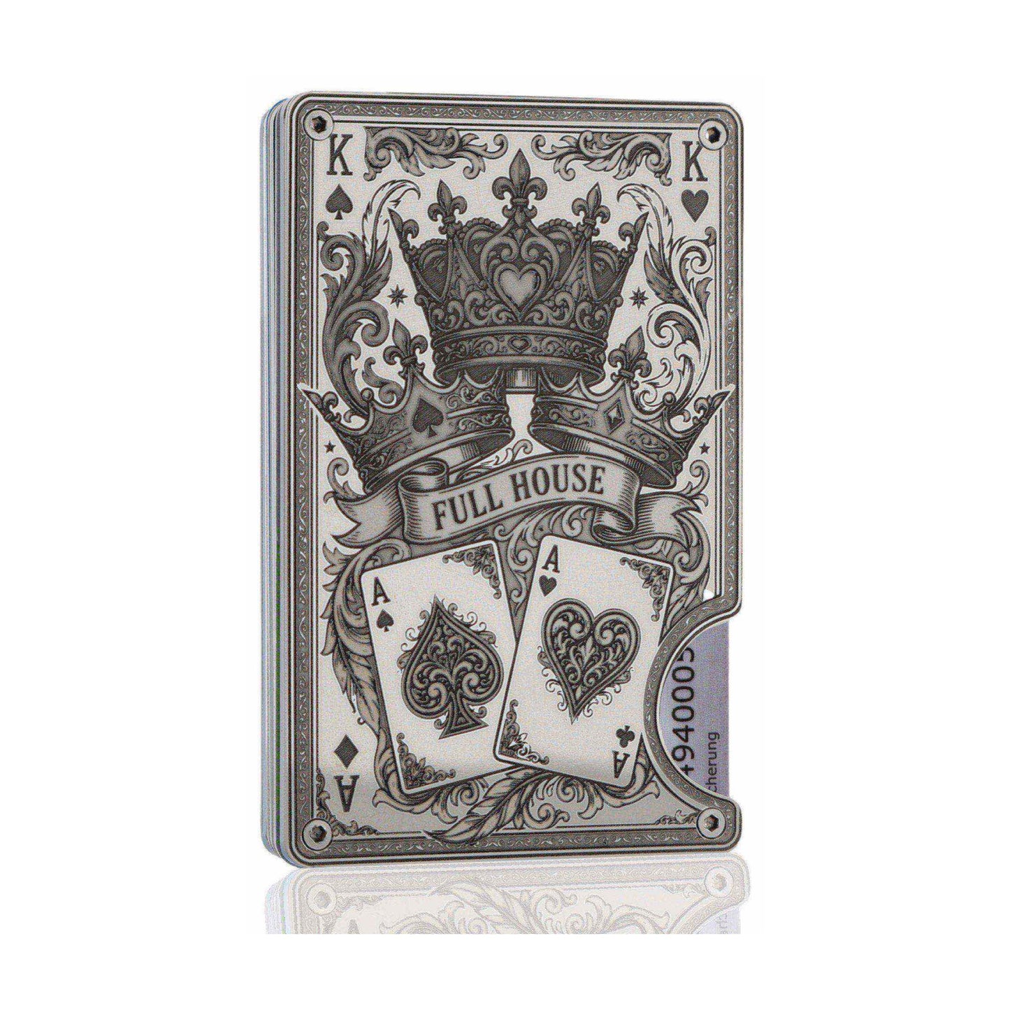 Moxxley MX-341 metal credit card holder – slim stainless steel wallet with money clip, playing-card design
