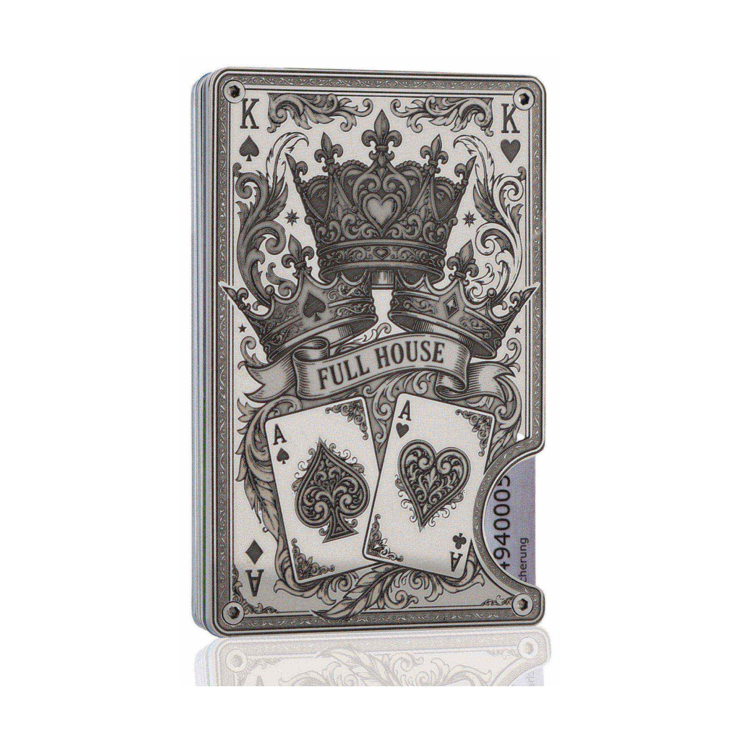 Moxxley MX-341 metal credit card holder – slim stainless steel wallet with money clip, playing-card design
