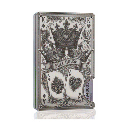 Moxxley MX-341 metal credit card holder – slim stainless steel wallet with money clip, playing-card design