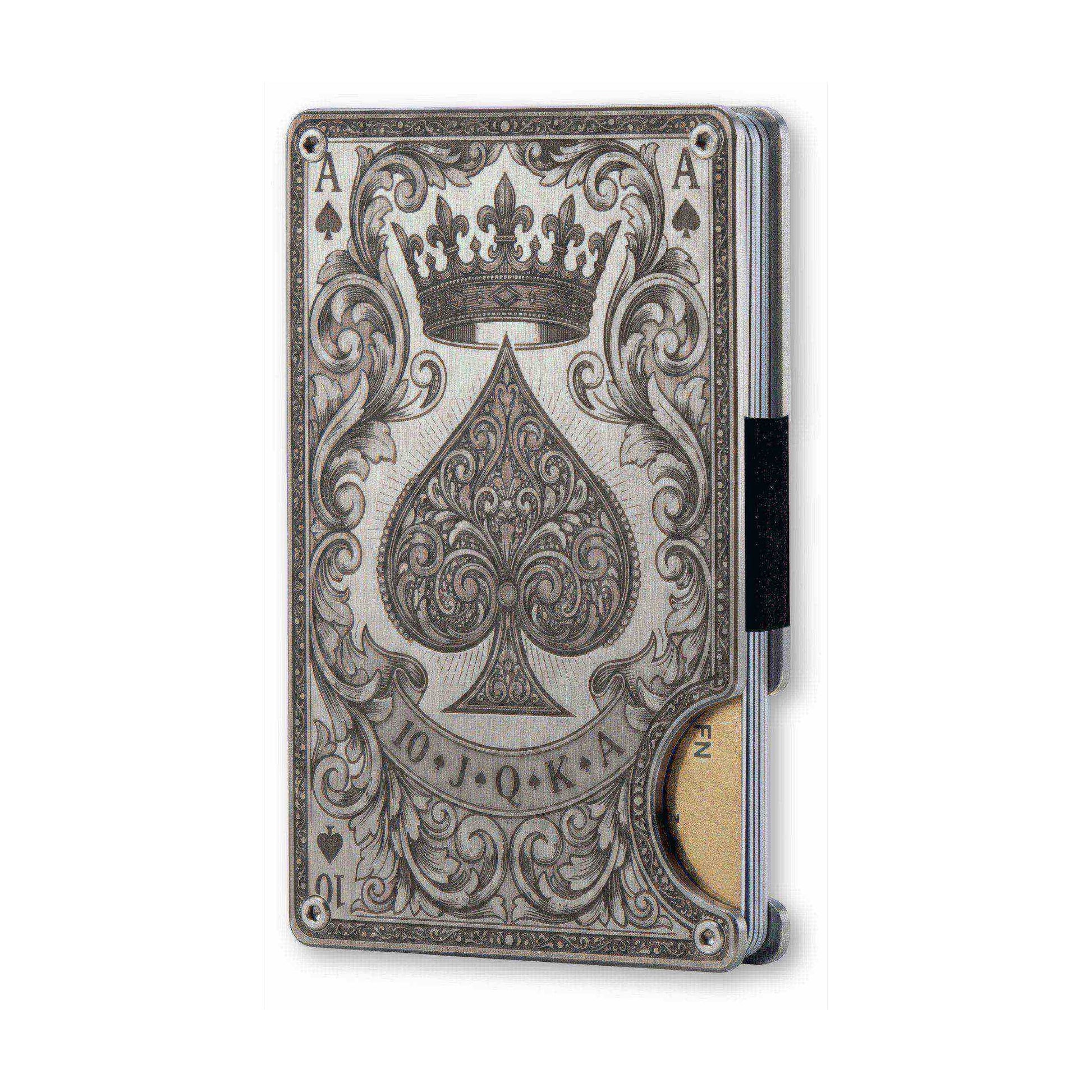 Moxxley MX-342 metal credit card holder – slim stainless steel wallet with money clip, playing-card design