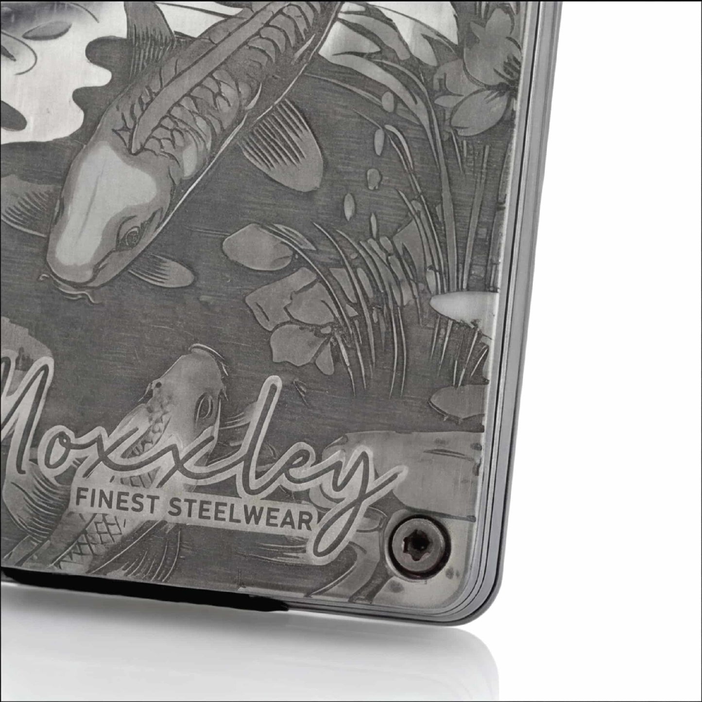Moxxley MX-110 slim metal credit card holder – 316 stainless steel minimalist wallet with money clip