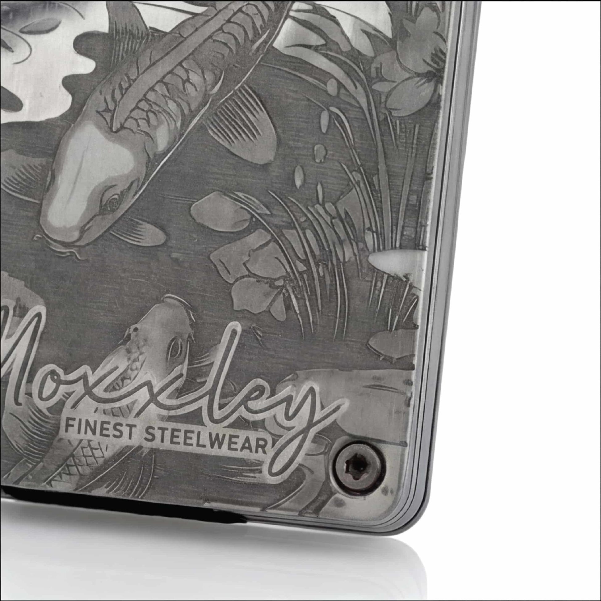 Moxxley MX-110 slim metal credit card holder – 316 stainless steel minimalist wallet with money clip