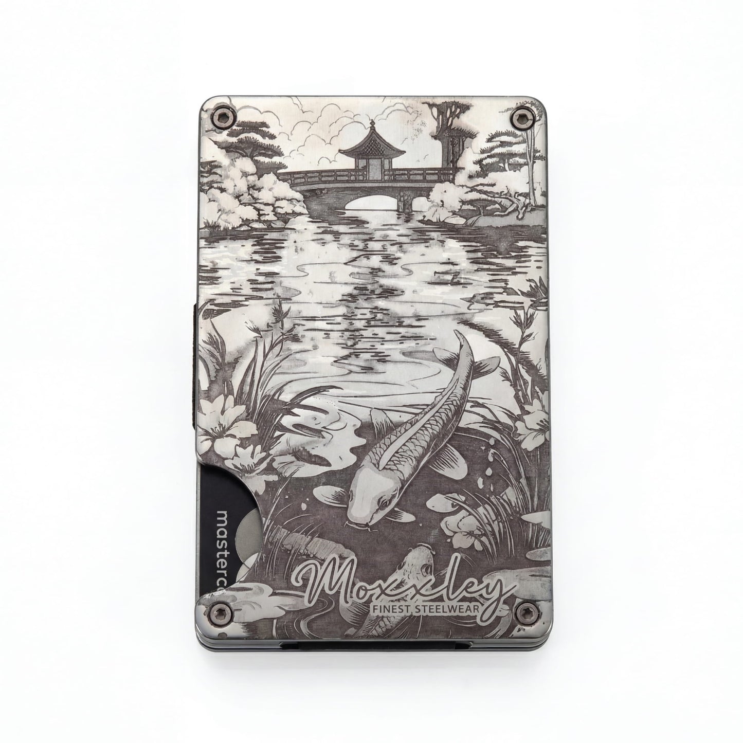 Moxxley MX-110 slim metal credit card holder – 316 stainless steel minimalist wallet with money clip