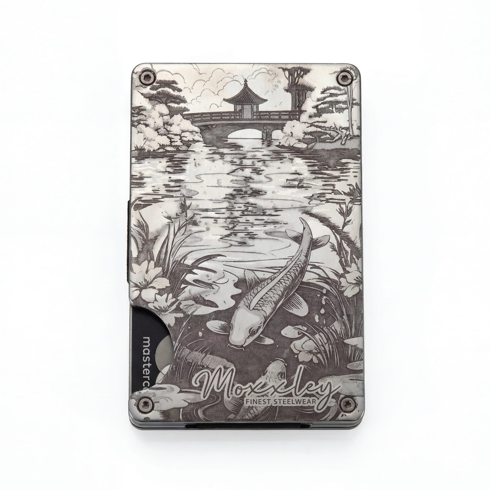 Moxxley MX-110 slim metal credit card holder – 316 stainless steel minimalist wallet with money clip