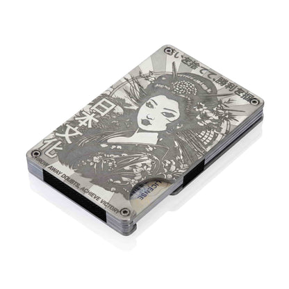 Moxxley MX-113 slim metal credit card holder – 316 stainless steel minimalist wallet with money clip