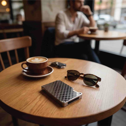 Moxxley MX-204 slim metal credit card holder – 316 stainless steel minimalist wallet with money clip