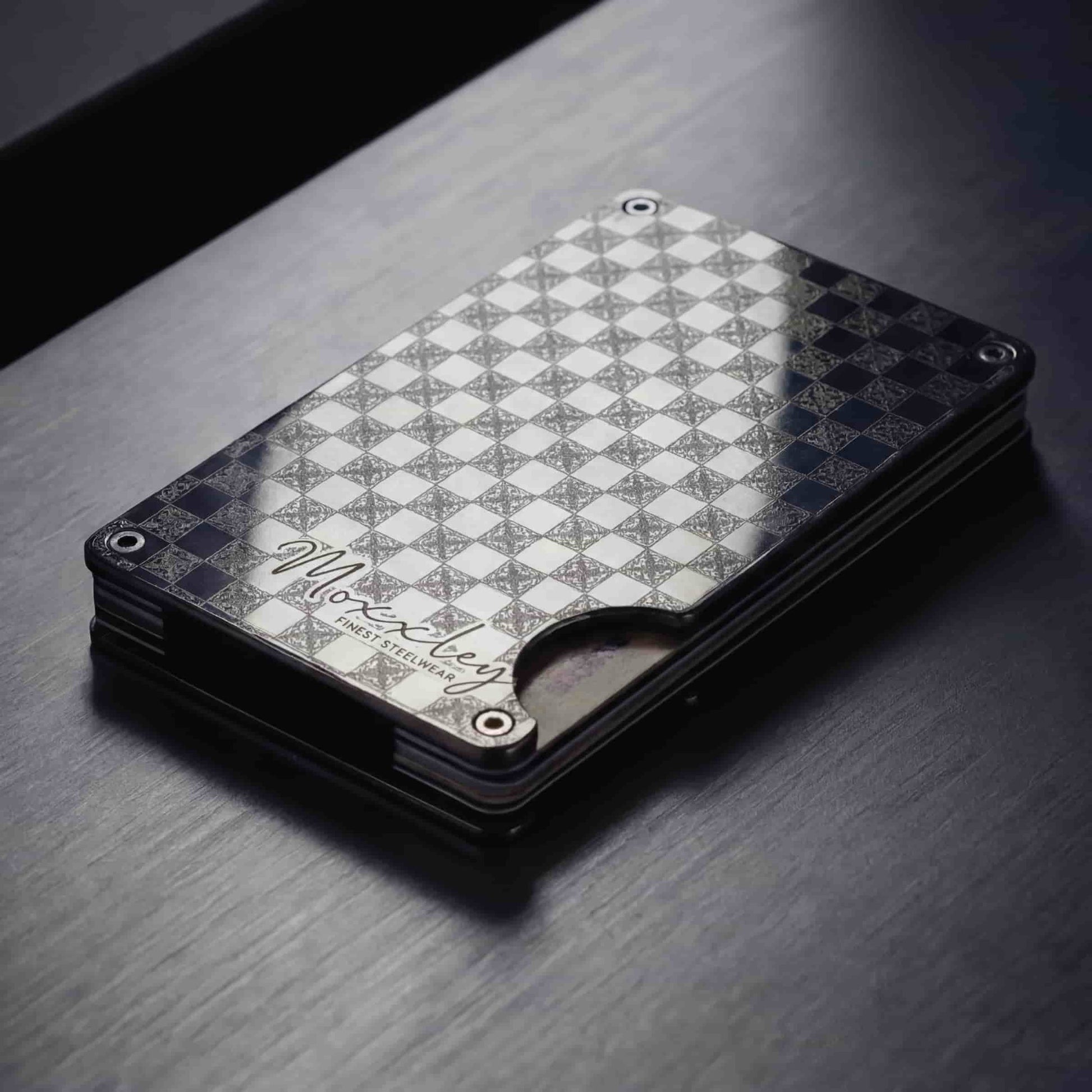 Moxxley MX-204 slim metal credit card holder – 316 stainless steel minimalist wallet with money clip