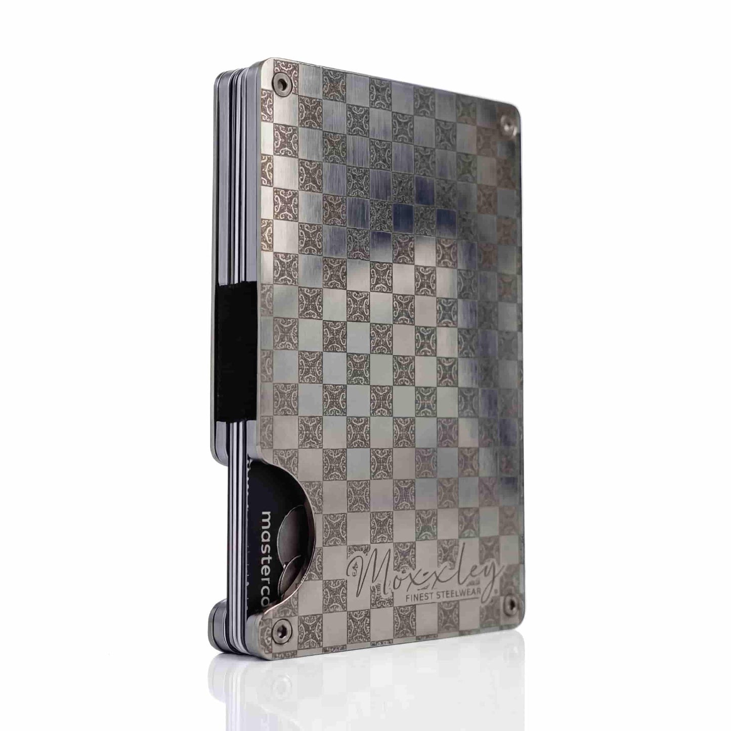 Moxxley MX-204 slim metal credit card holder – 316 stainless steel minimalist wallet with money clip