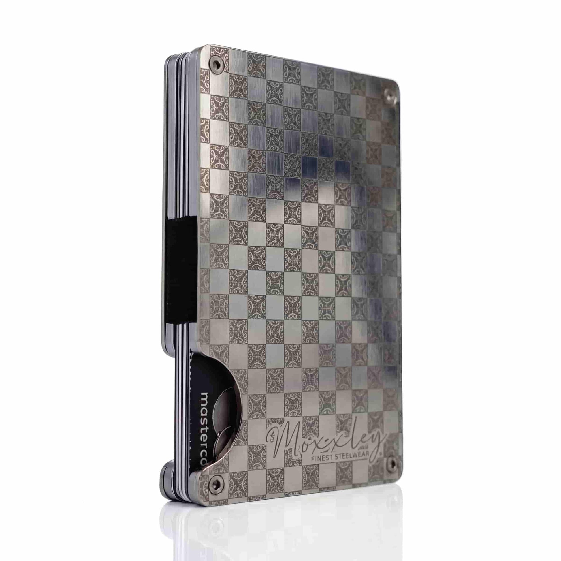 Moxxley MX-204 slim metal credit card holder – 316 stainless steel minimalist wallet with money clip