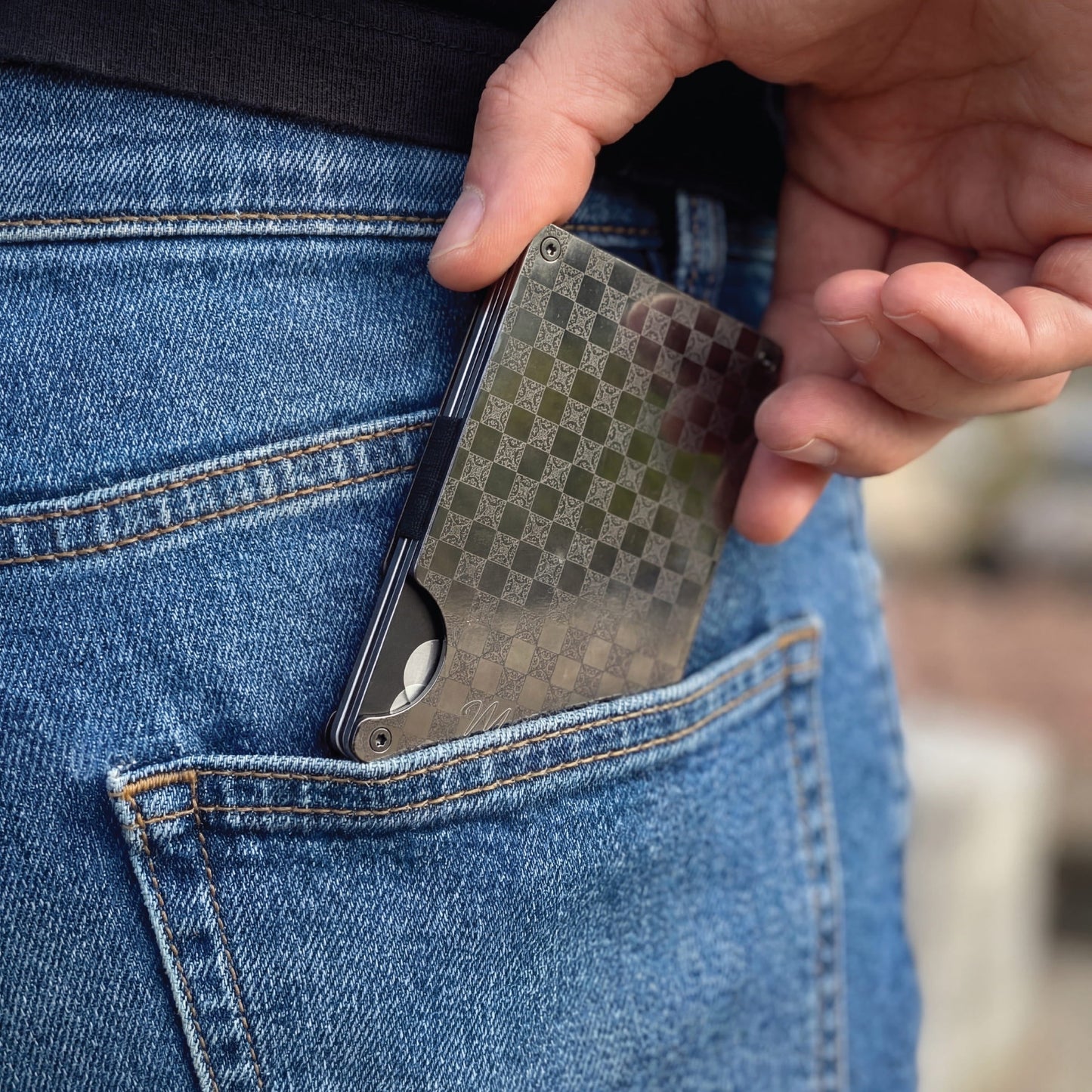 Moxxley MX-204 slim metal credit card holder – 316 stainless steel minimalist wallet with money clip