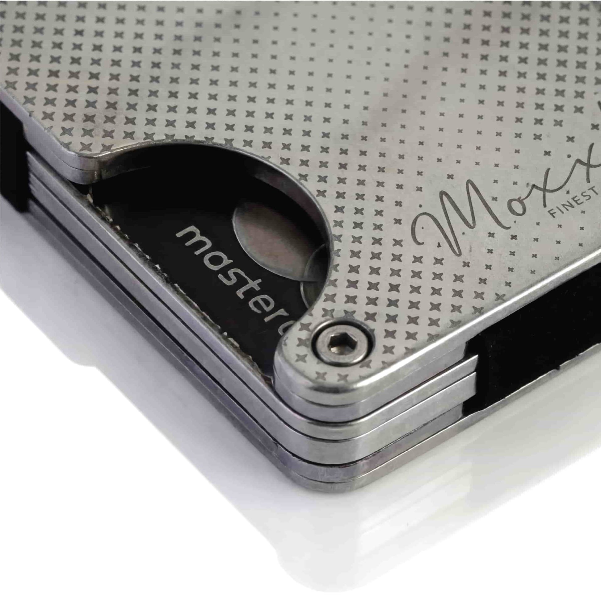 Moxxley MX-219 slim metal credit card holder – 316 stainless steel minimalist wallet with money clip