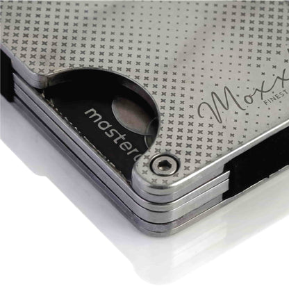 Moxxley MX-219 slim metal credit card holder – 316 stainless steel minimalist wallet with money clip