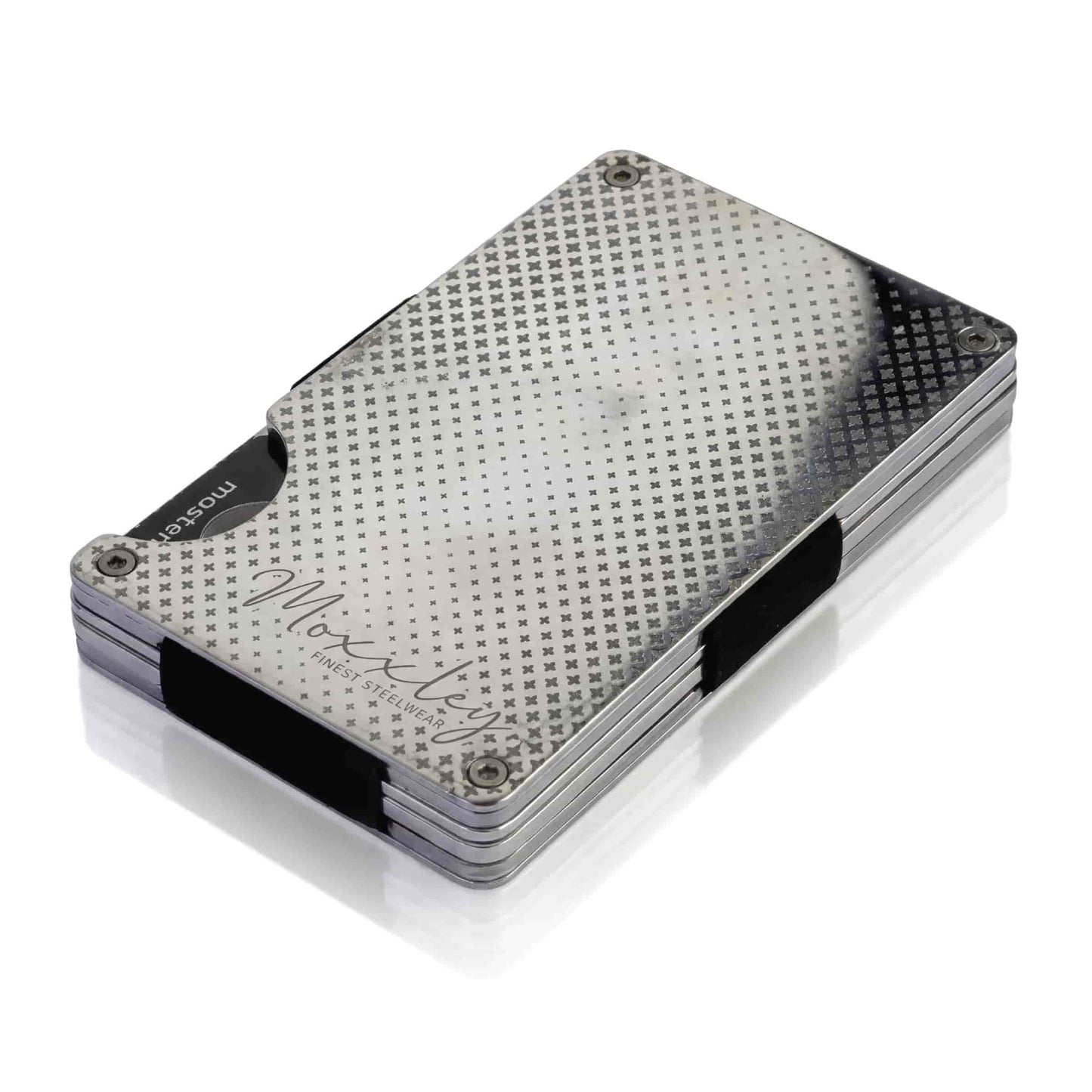Moxxley MX-219 slim metal credit card holder – 316 stainless steel minimalist wallet with money clip