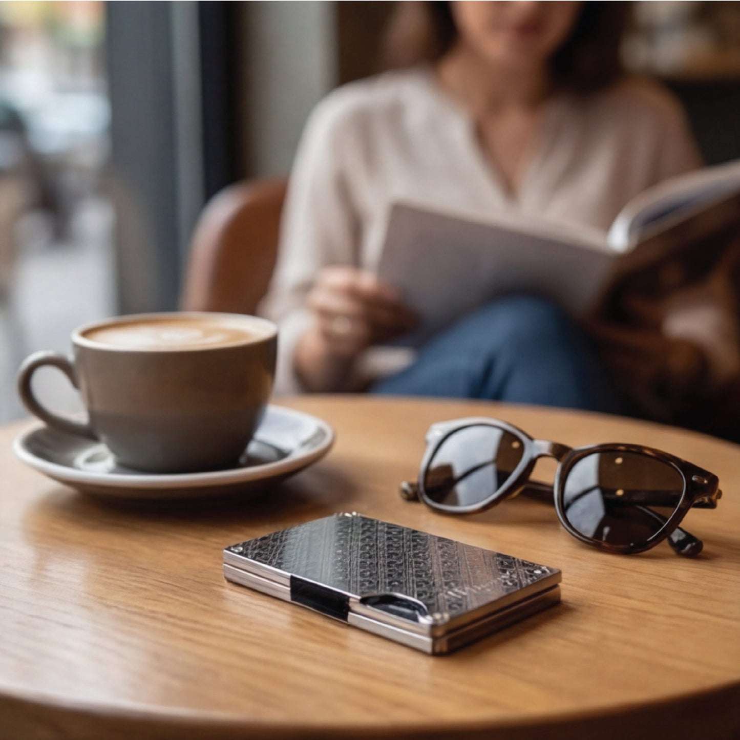 Moxxley MX-231 slim metal credit card holder – 316 stainless steel minimalist wallet with money clip