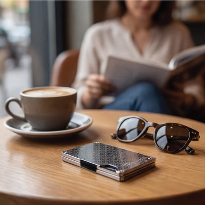 Moxxley MX-231 slim metal credit card holder – 316 stainless steel minimalist wallet with money clip