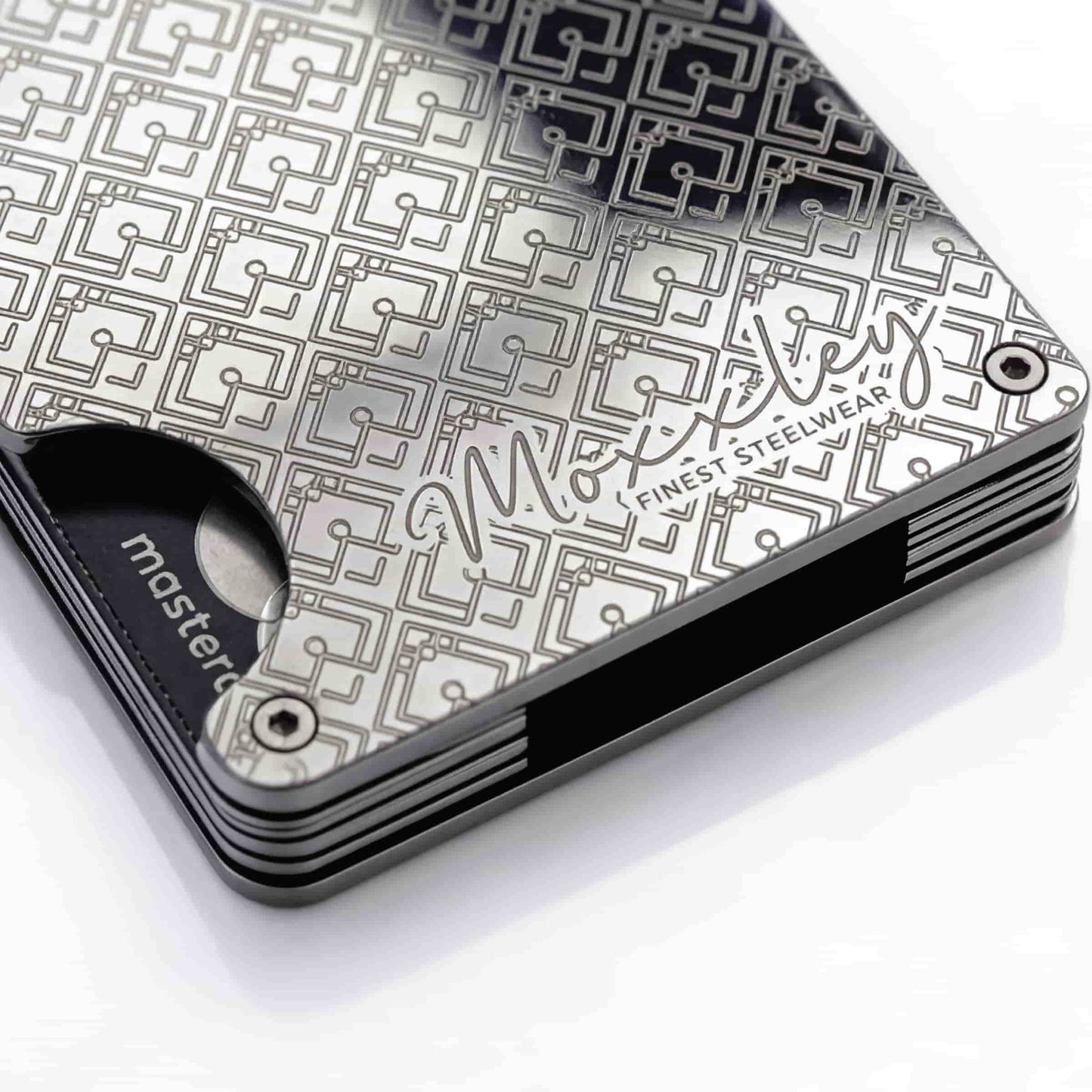 Moxxley MX-231 slim metal credit card holder – 316 stainless steel minimalist wallet with money clip