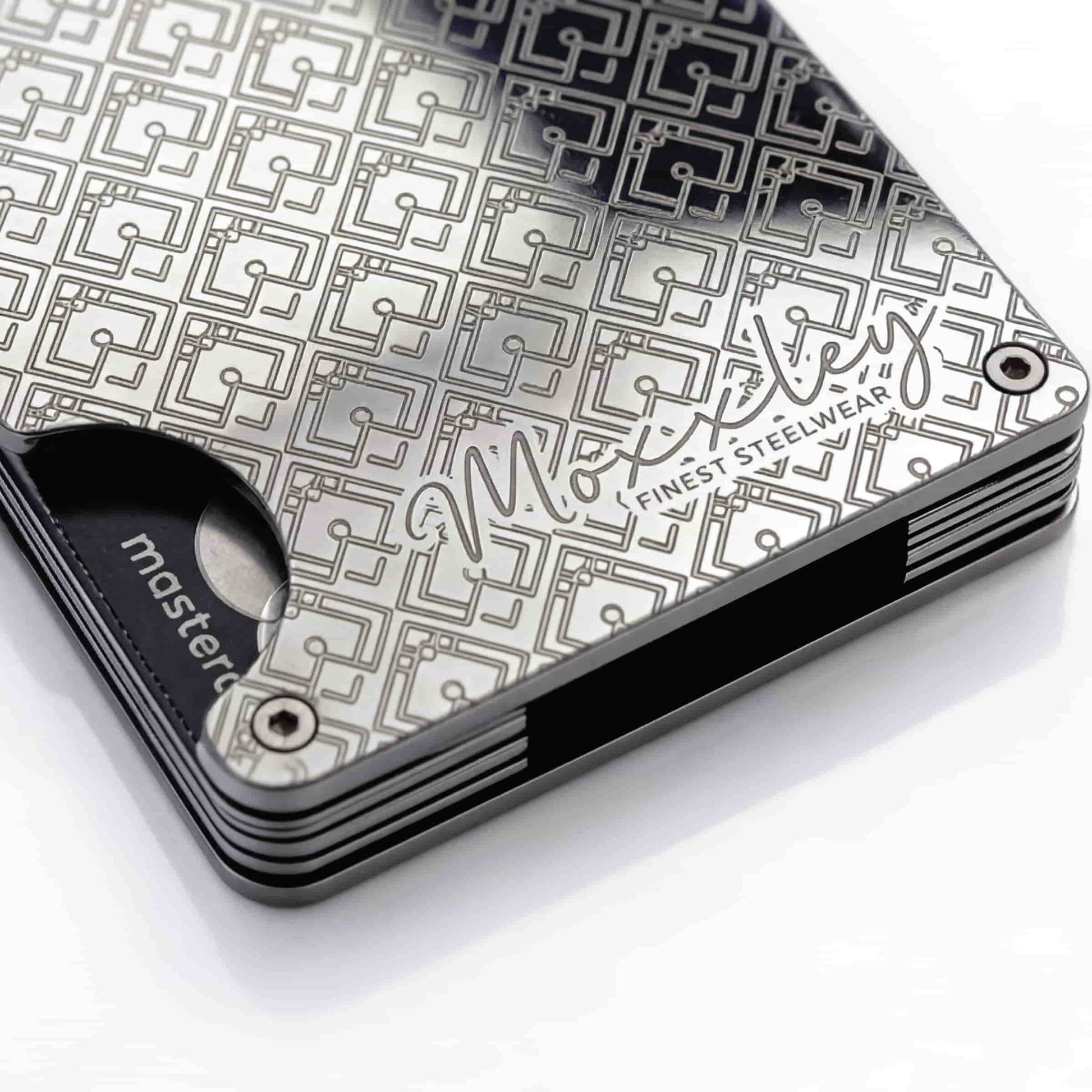 Moxxley MX-231 slim metal credit card holder – 316 stainless steel minimalist wallet with money clip
