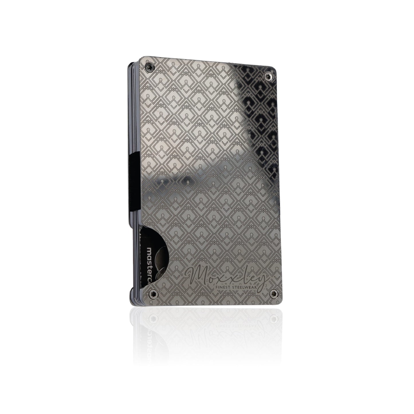 Moxxley MX-231 slim metal credit card holder – 316 stainless steel minimalist wallet with money clip