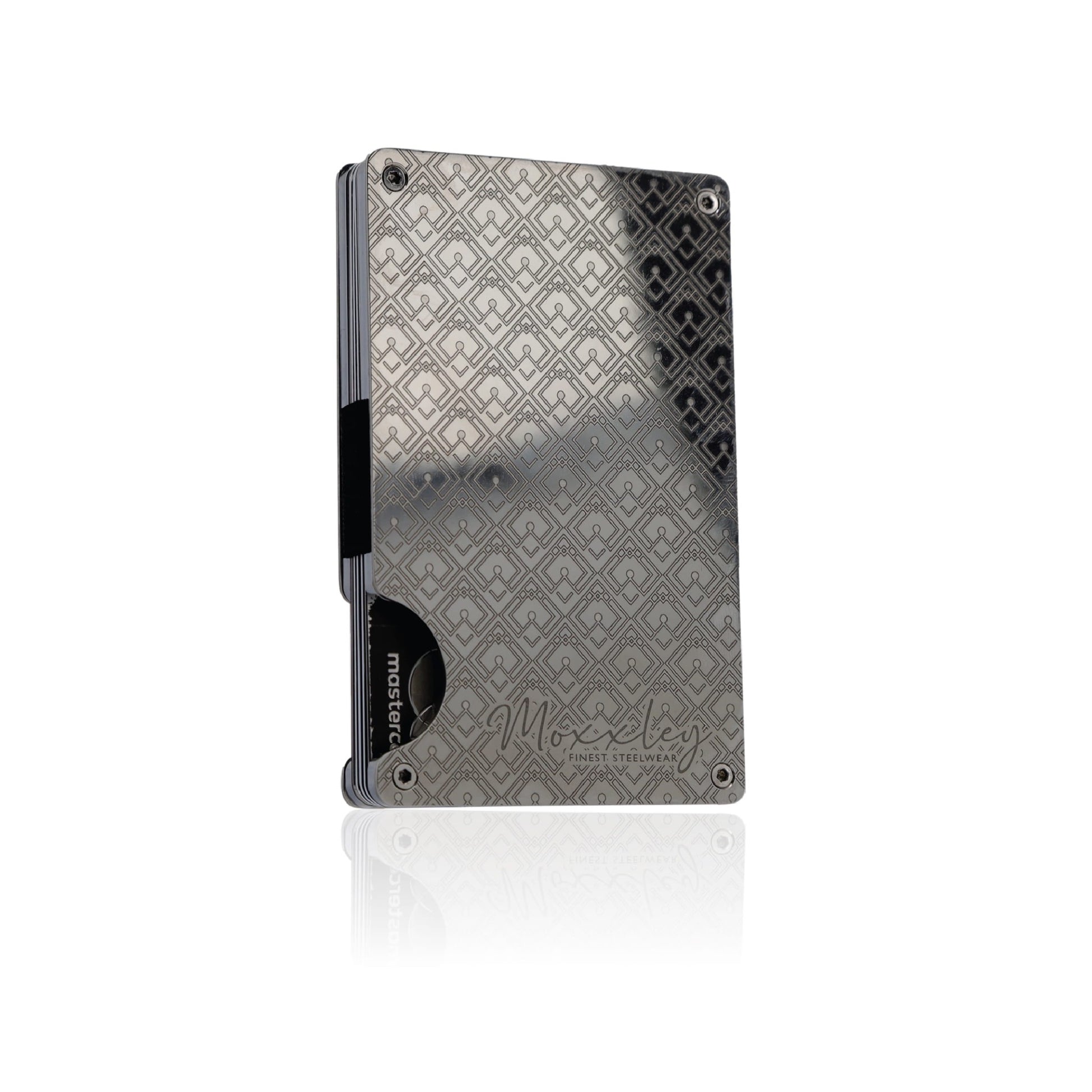 Moxxley MX-231 slim metal credit card holder – 316 stainless steel minimalist wallet with money clip