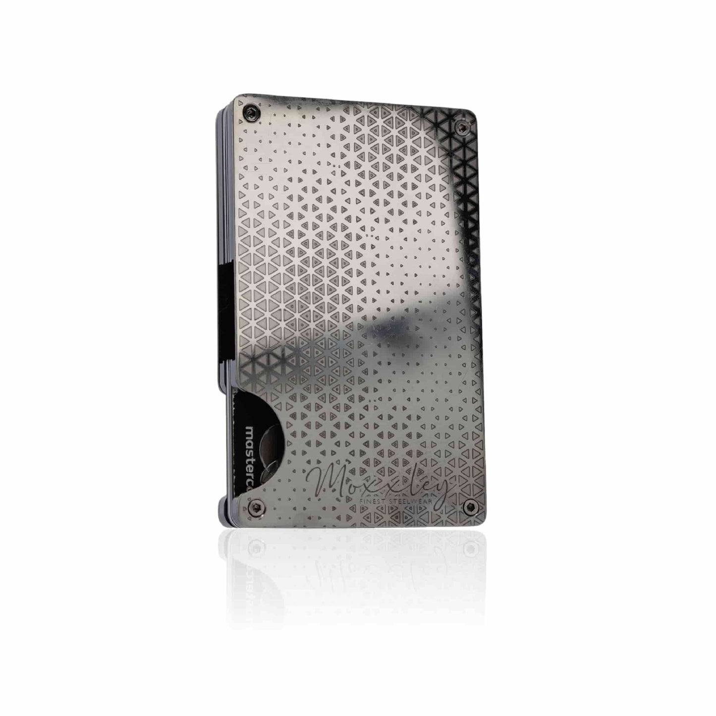 Moxxley MX-300 slim metal credit card holder – 316 stainless steel minimalist wallet with money clip
