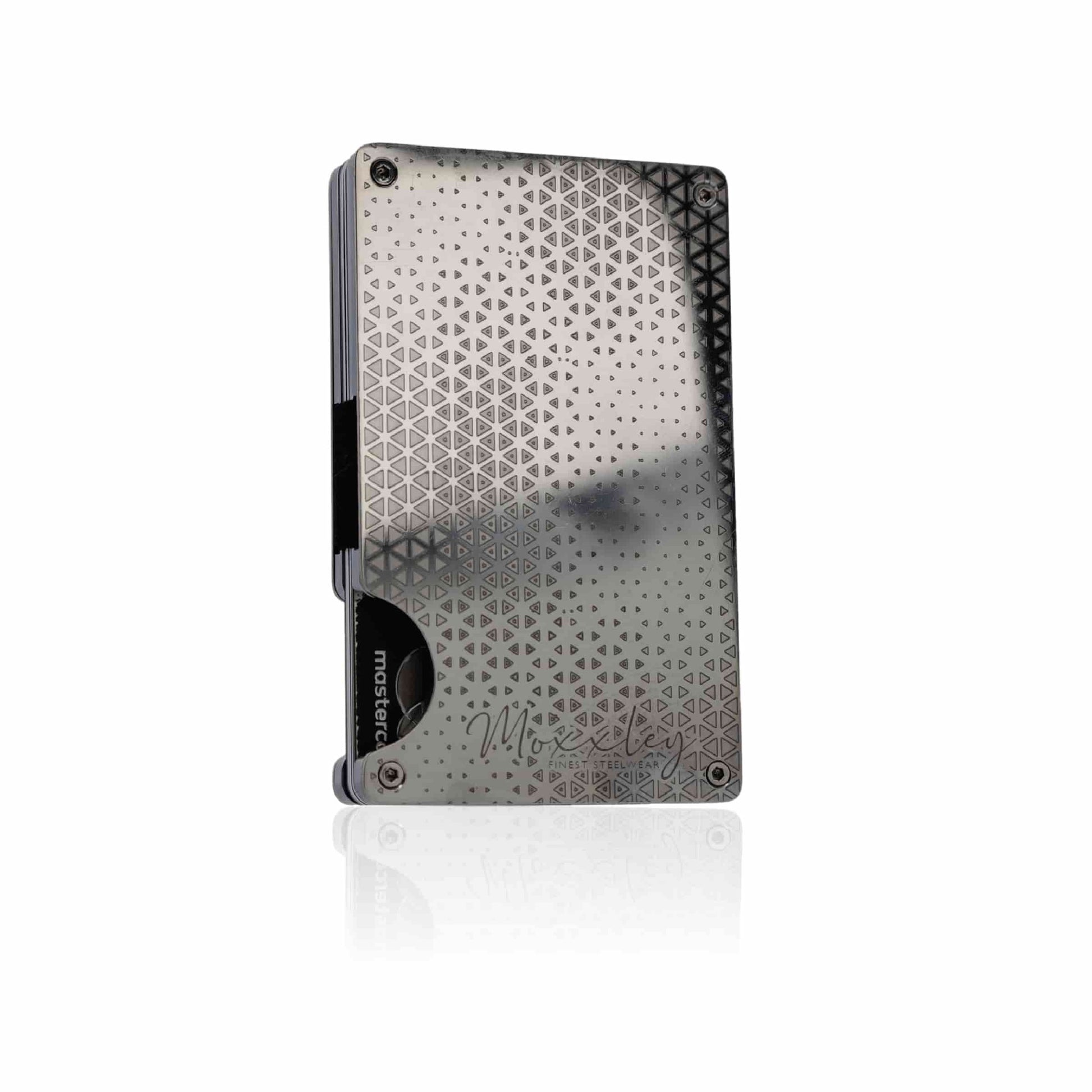Moxxley MX-300 slim metal credit card holder – 316 stainless steel minimalist wallet with money clip