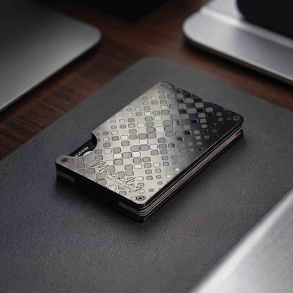 Moxxley MX-301 slim metal credit card holder – 316 stainless steel minimalist wallet with money clip