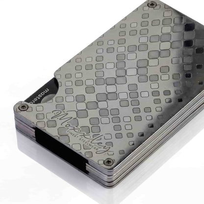 Moxxley MX-301 slim metal credit card holder – 316 stainless steel minimalist wallet with money clip