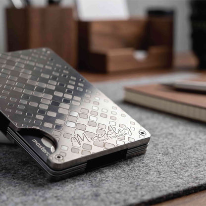 Moxxley MX-301 slim metal credit card holder – 316 stainless steel minimalist wallet with money clip