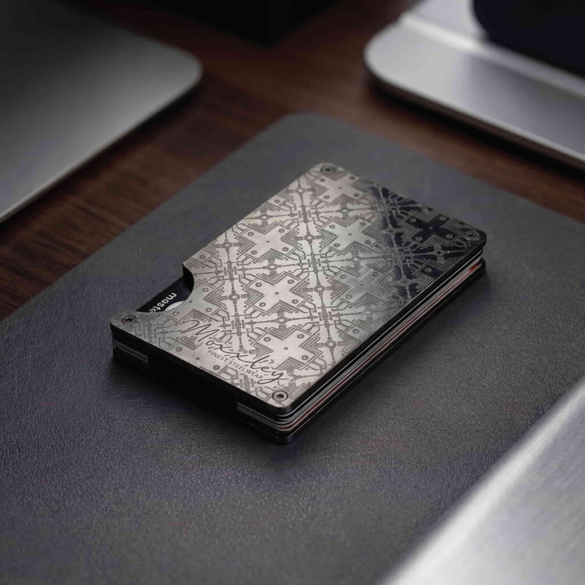 Moxxley MX-304 slim metal credit card holder – 316 stainless steel minimalist wallet with money clip
