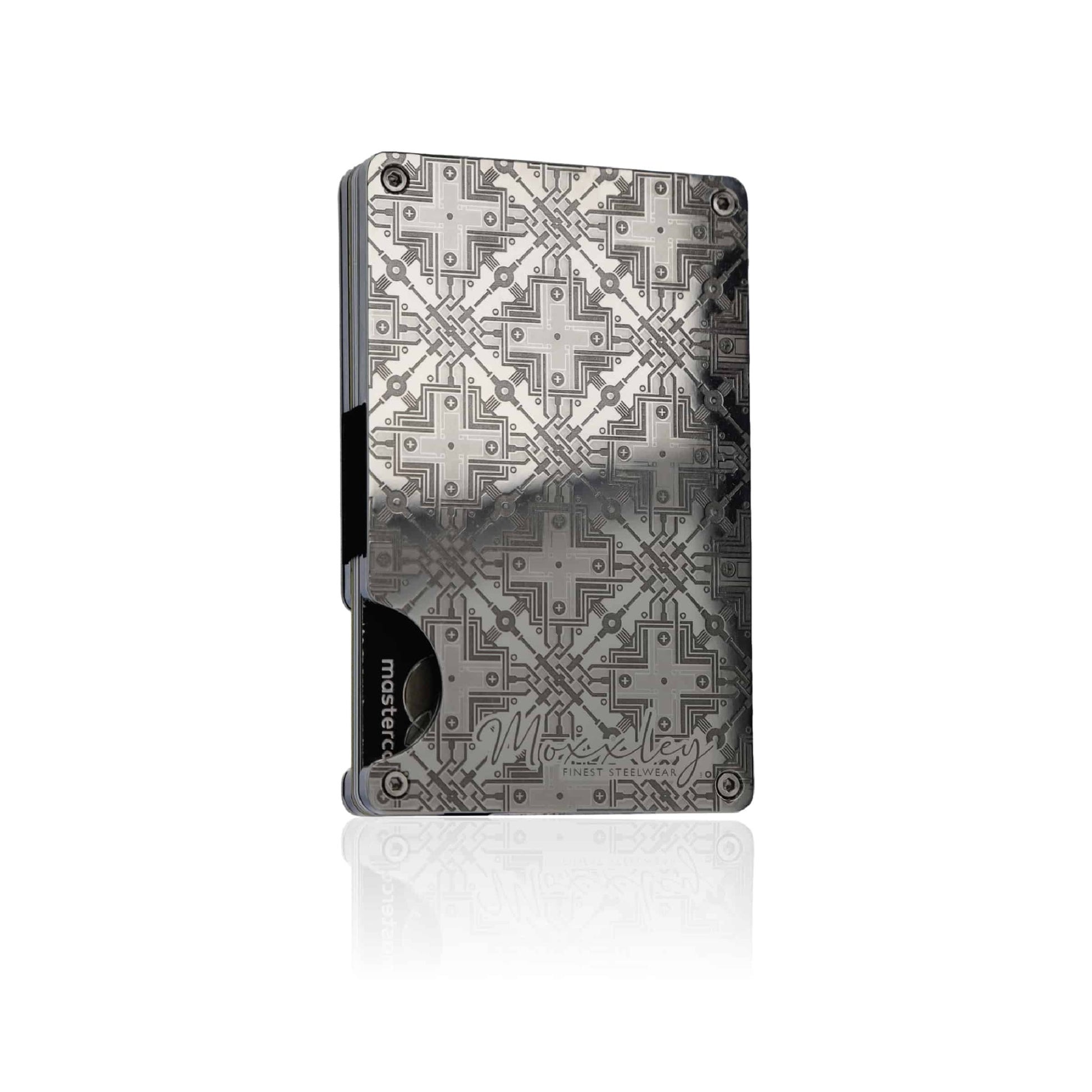 Moxxley MX-304 slim metal credit card holder – 316 stainless steel minimalist wallet with money clip