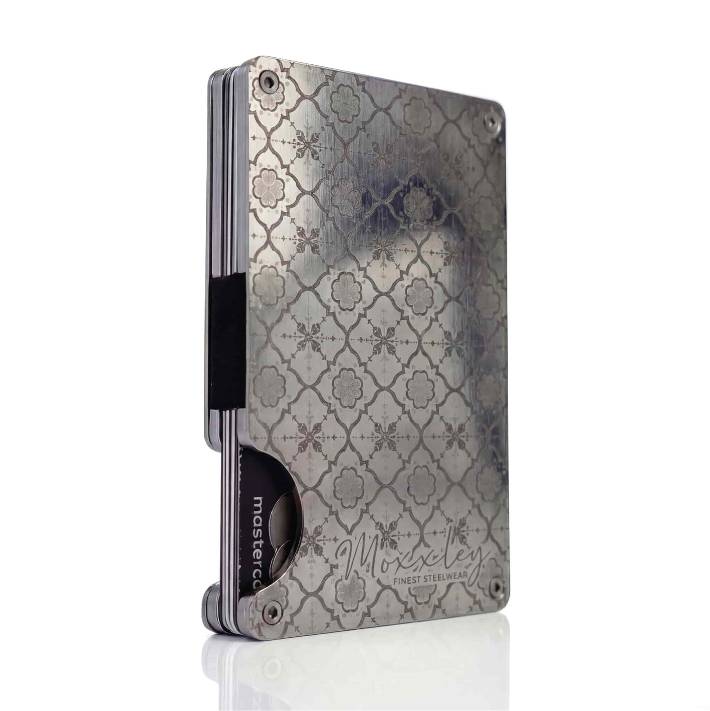 Moxxley MX-305 slim metal credit card holder – 316 stainless steel minimalist wallet with money clip