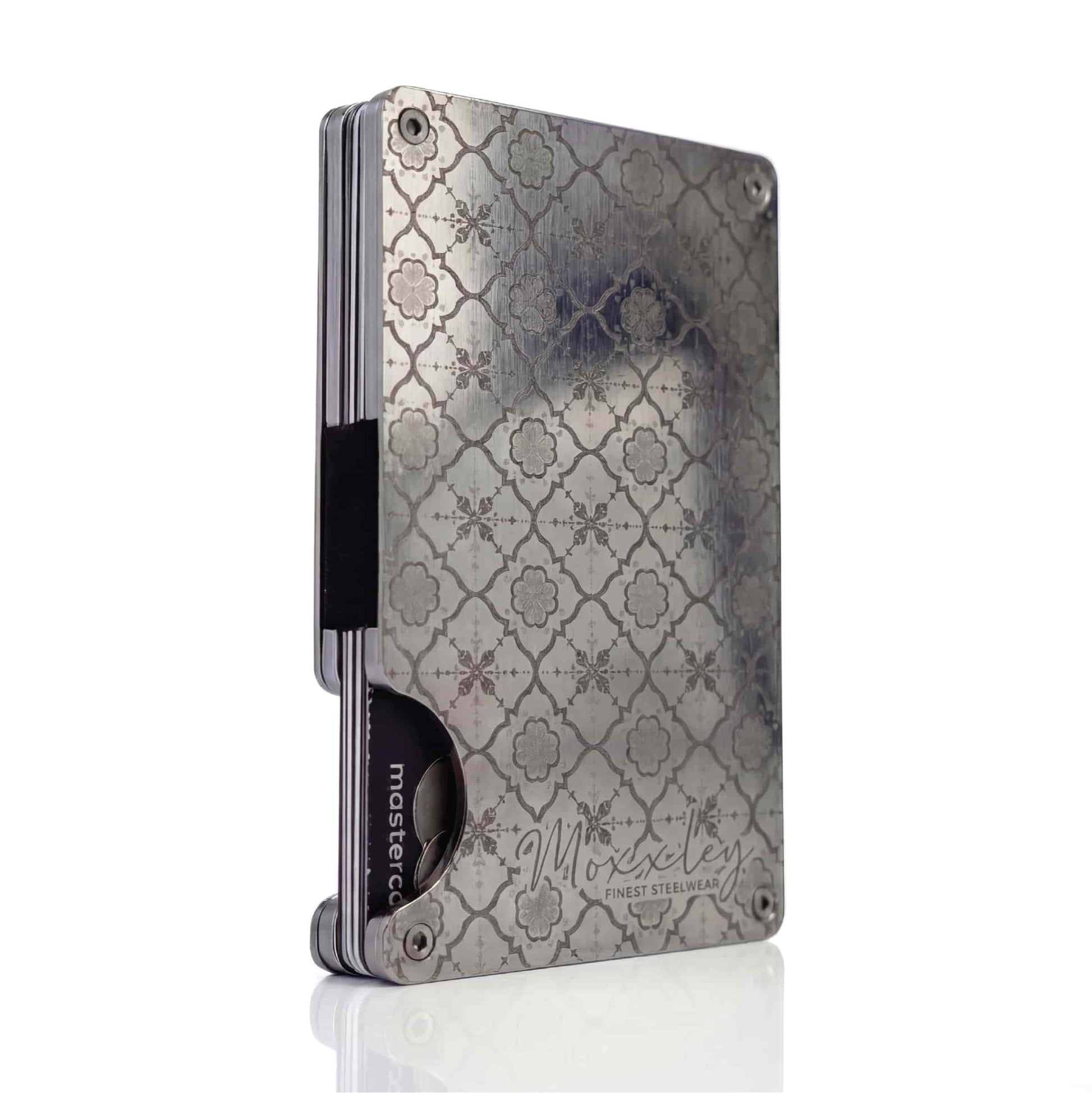 Moxxley MX-305 slim metal credit card holder – 316 stainless steel minimalist wallet with money clip