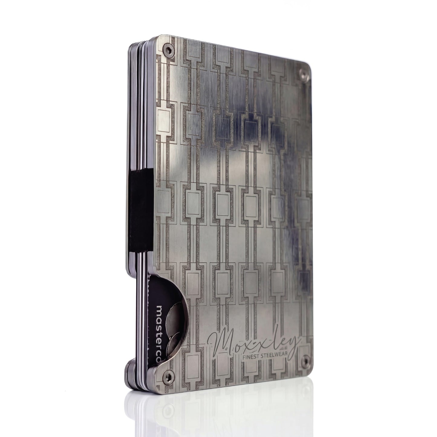 Moxxley MX-306 slim metal credit card holder – 316 stainless steel minimalist wallet with money clip