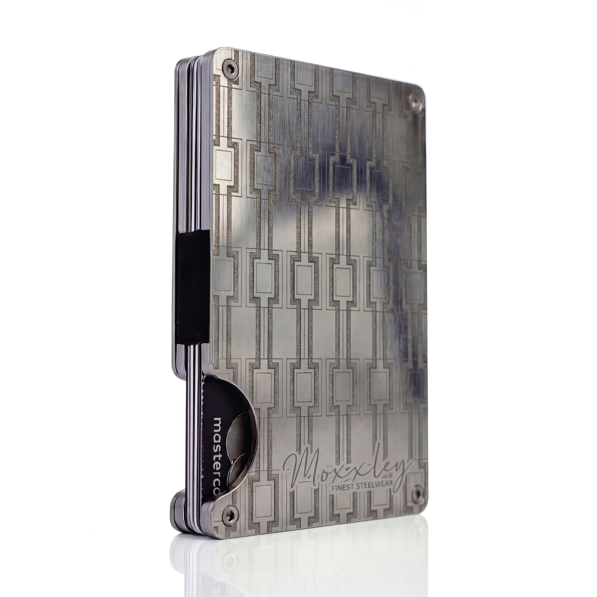 Moxxley MX-306 slim metal credit card holder – 316 stainless steel minimalist wallet with money clip