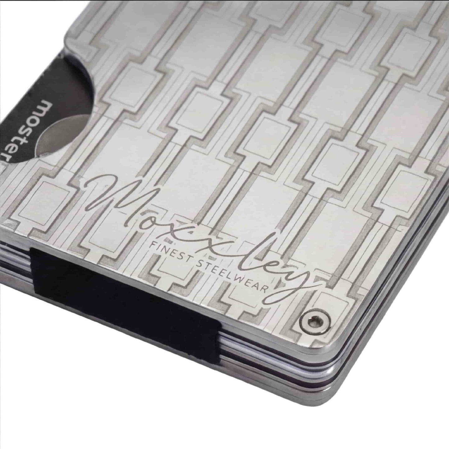 Moxxley MX-306 slim metal credit card holder – 316 stainless steel minimalist wallet with money clip