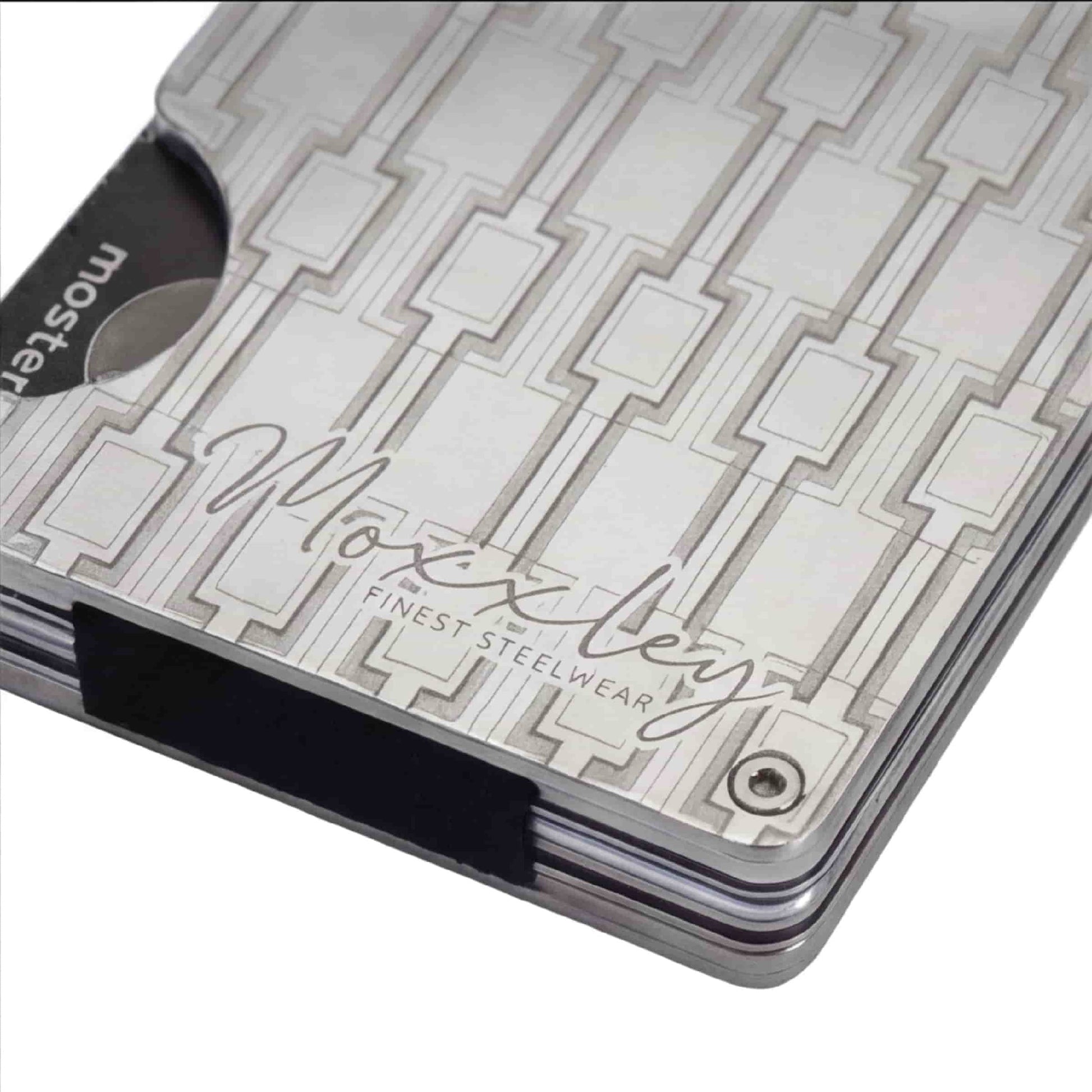 Moxxley MX-306 slim metal credit card holder – 316 stainless steel minimalist wallet with money clip