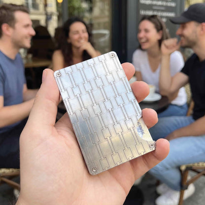 Moxxley MX-306 slim metal credit card holder – 316 stainless steel minimalist wallet with money clip