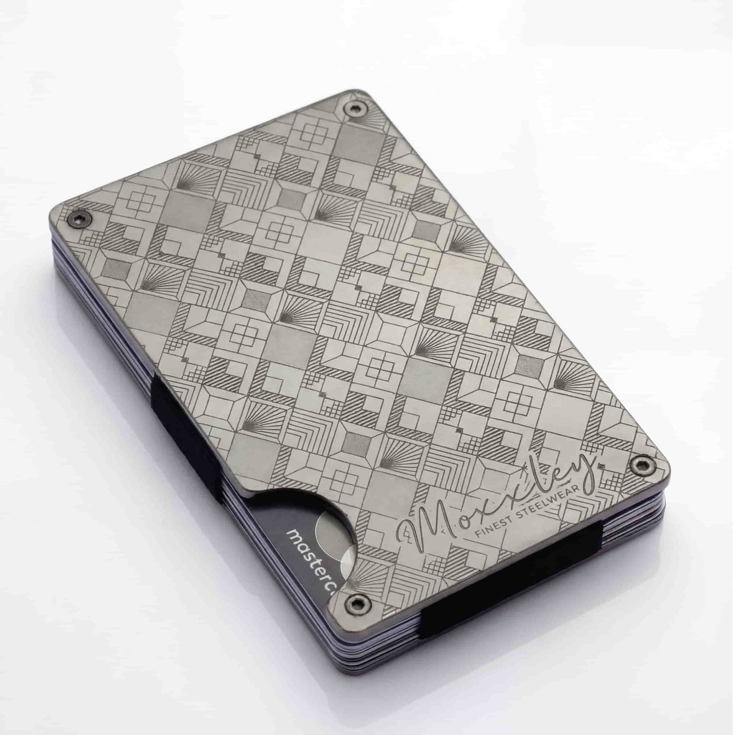Moxxley MX-307 slim metal credit card holder – 316 stainless steel minimalist wallet with money clip