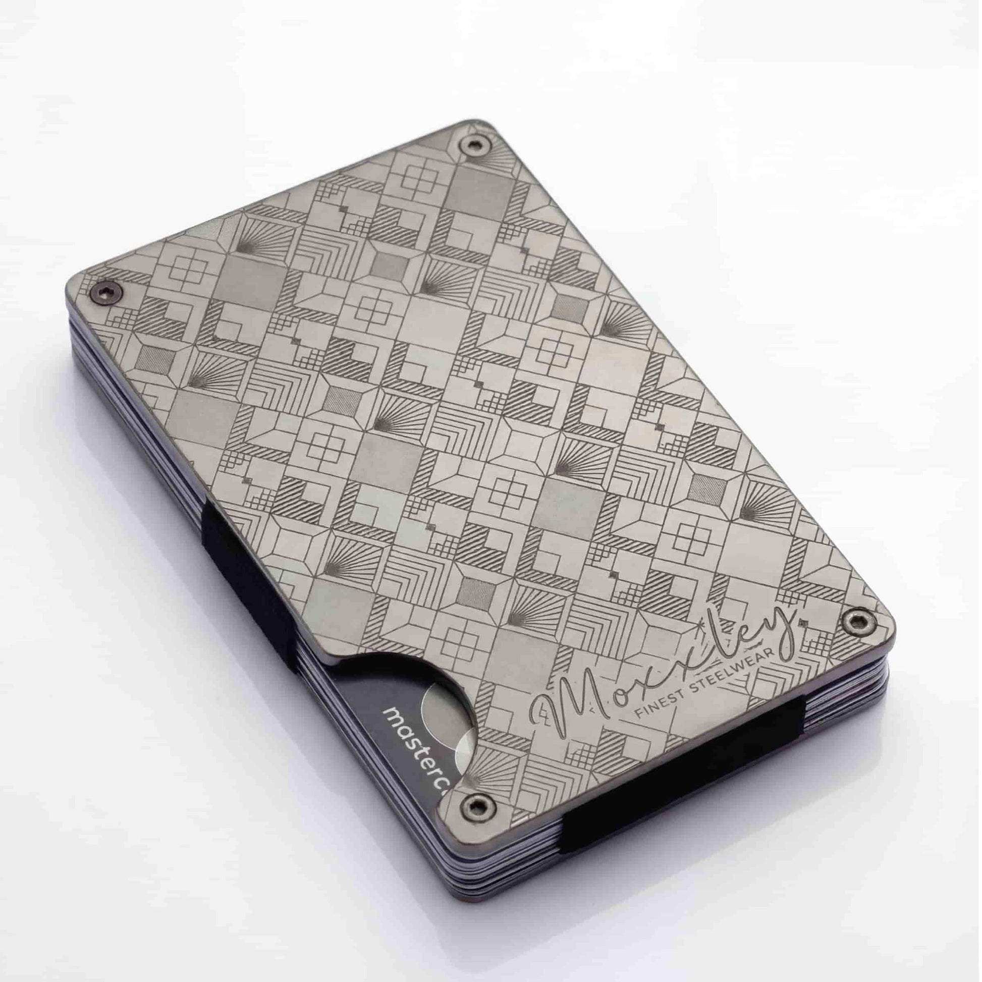 Moxxley MX-307 slim metal credit card holder – 316 stainless steel minimalist wallet with money clip
