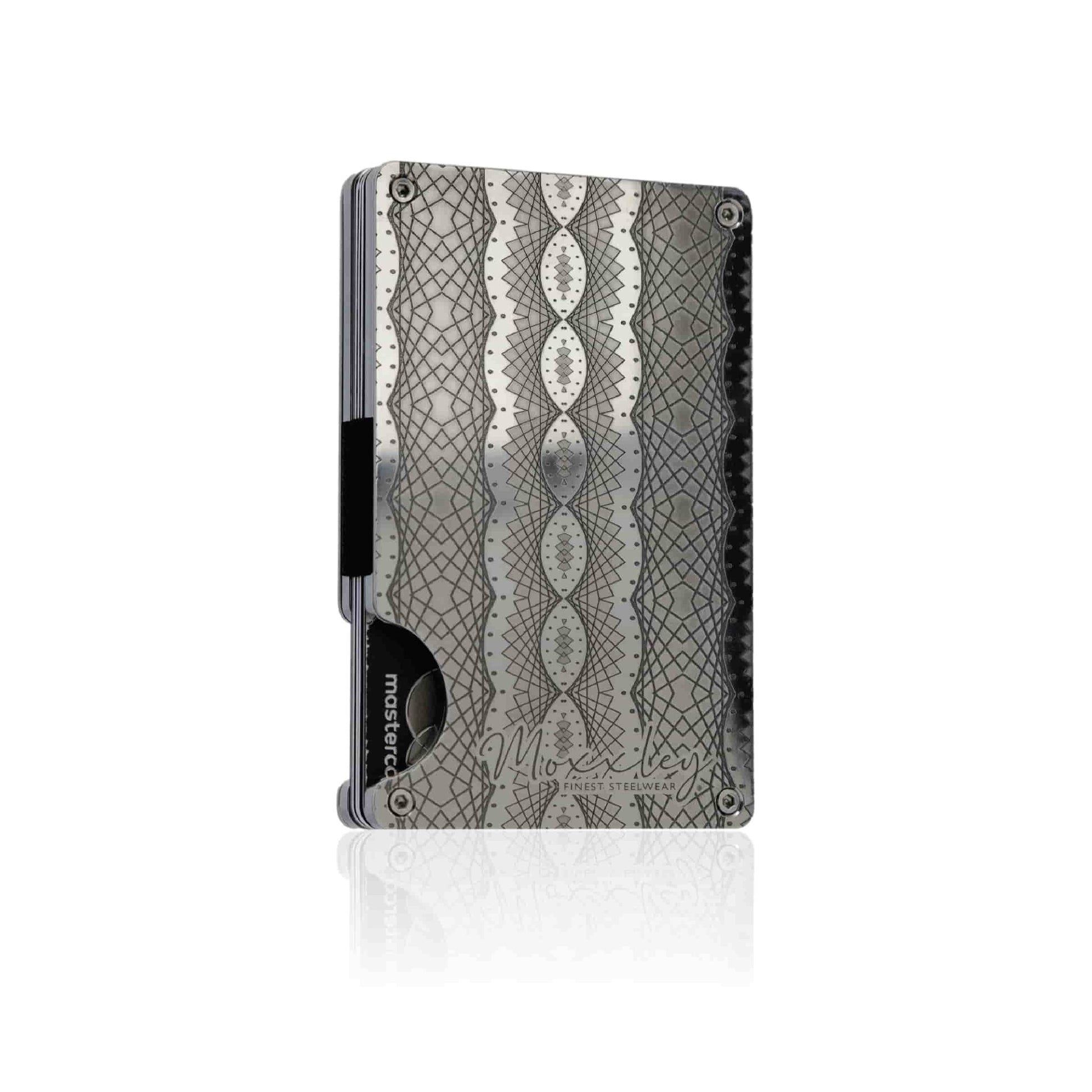Moxxley MX-308 slim metal credit card holder – 316 stainless steel minimalist wallet with money clip