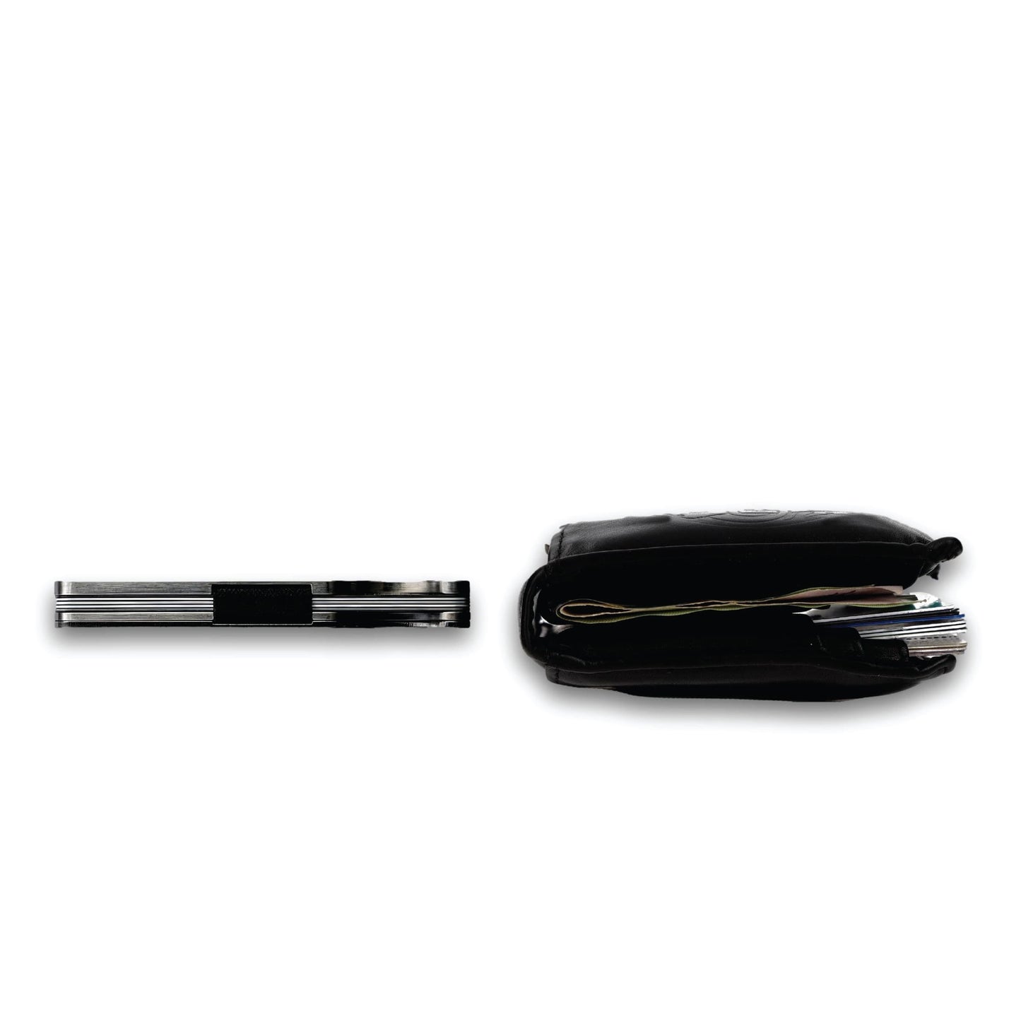 Moxxley MX-308 slim metal credit card holder – 316 stainless steel minimalist wallet with money clip