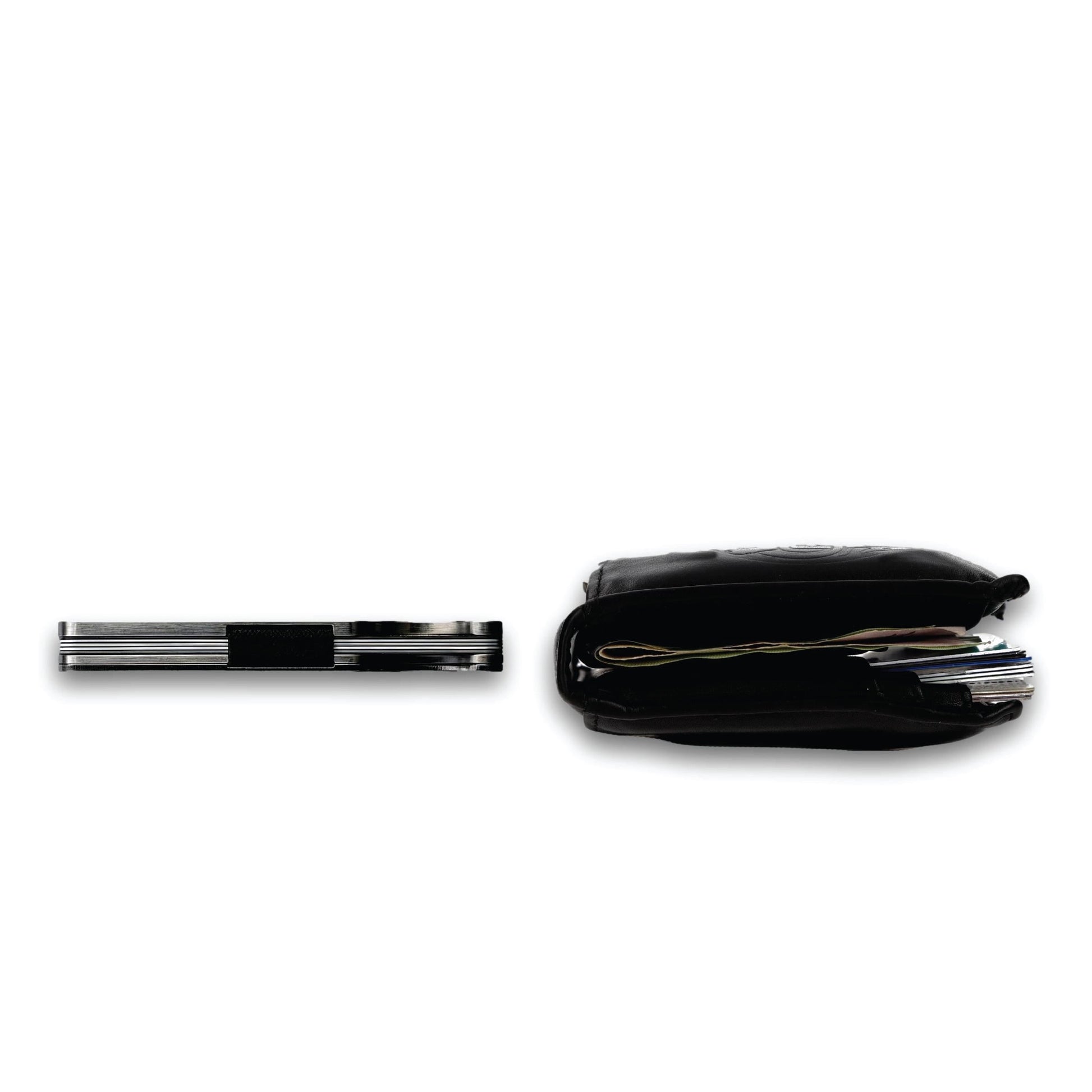 Moxxley MX-308 slim metal credit card holder – 316 stainless steel minimalist wallet with money clip