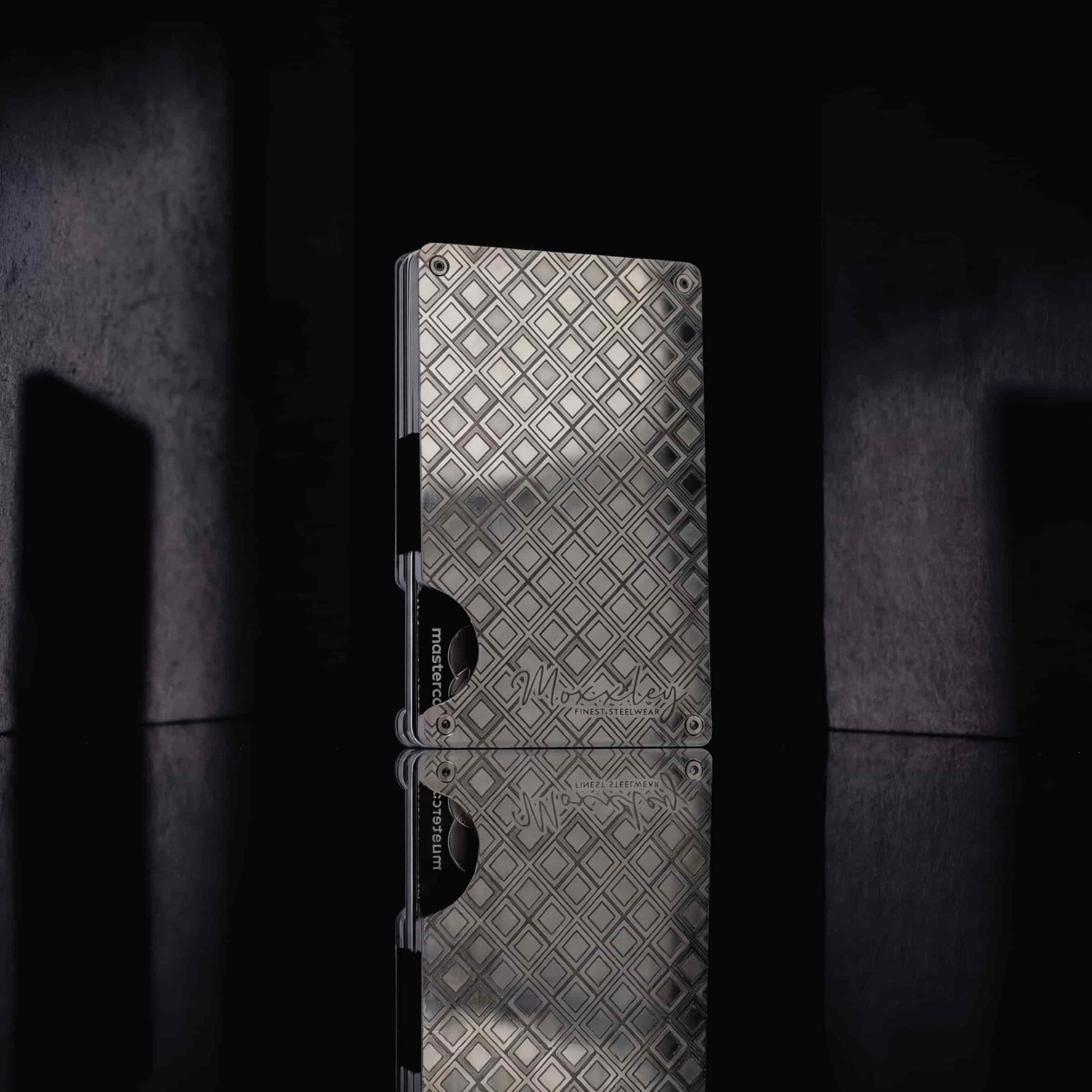 Moxxley MX-309 slim metal credit card holder – 316 stainless steel minimalist wallet with money clip