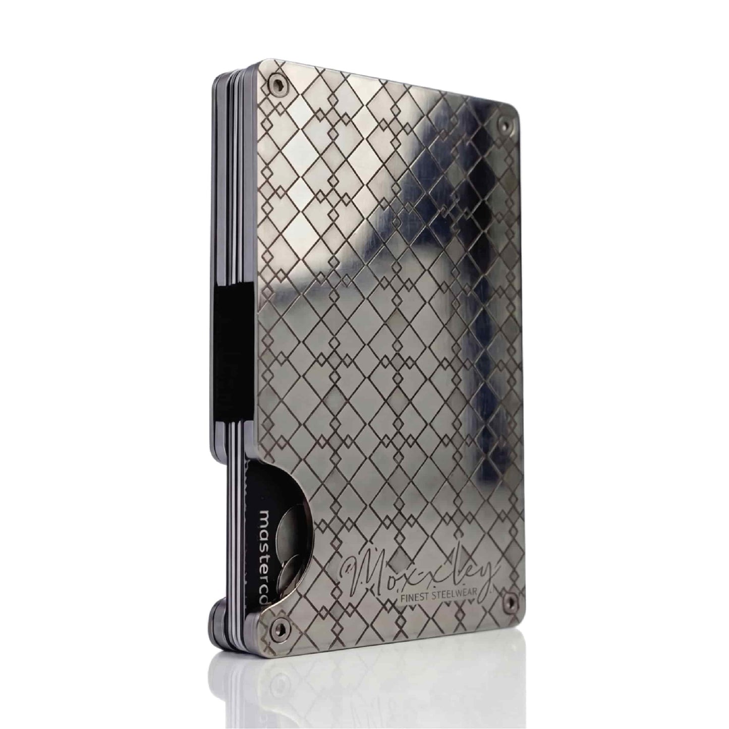 Moxxley MX-311 slim metal credit card holder – 316 stainless steel minimalist wallet with money clip